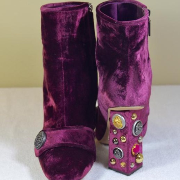 Purple Embellished Heel Ankle Boots/Booties - Picture 2 of 9